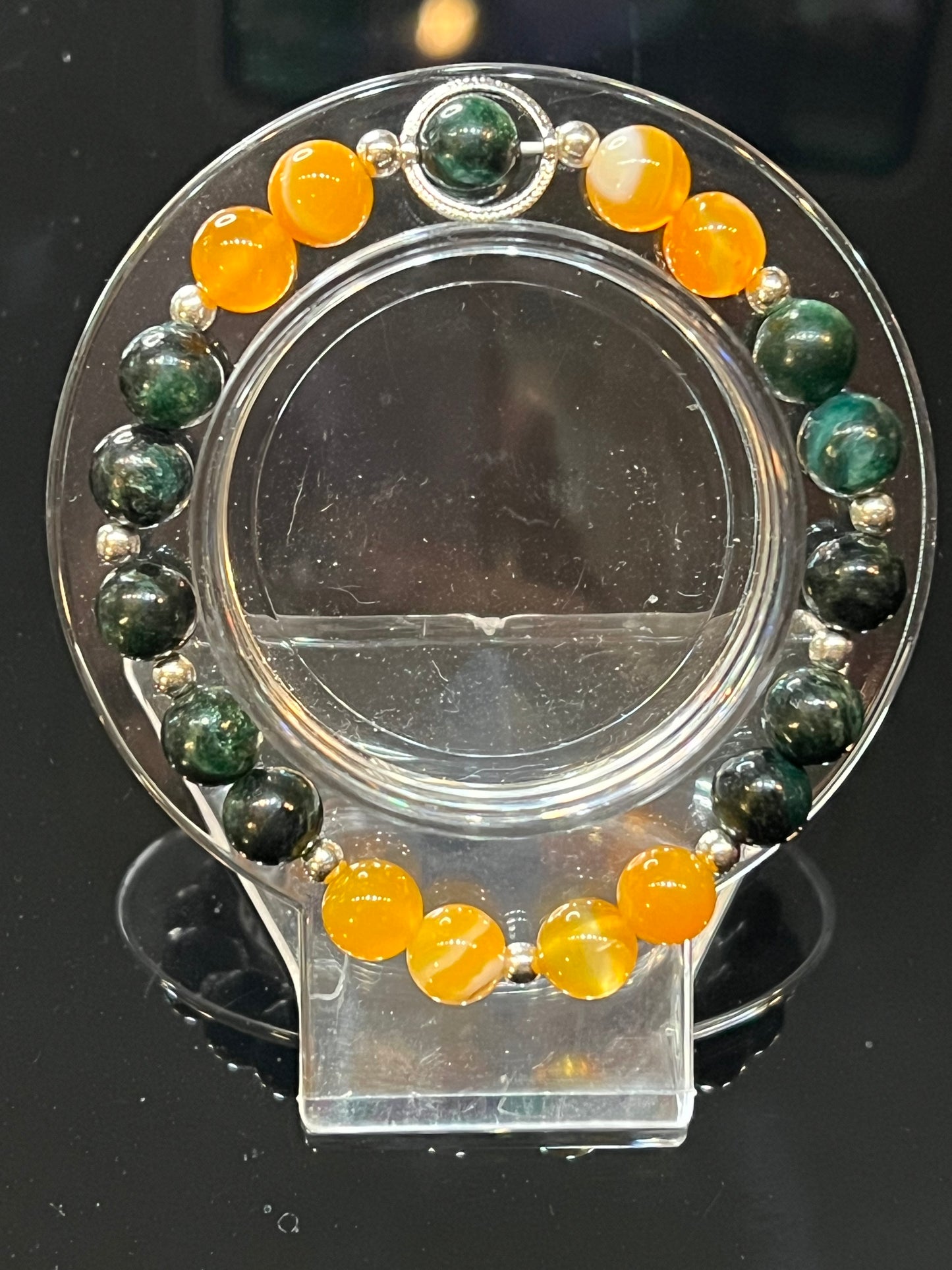 Emerald and orange agate bracelet 