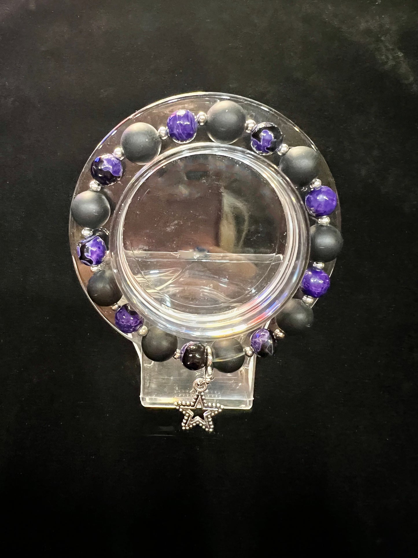 Purple Orca & Black Matte Agate bracelet