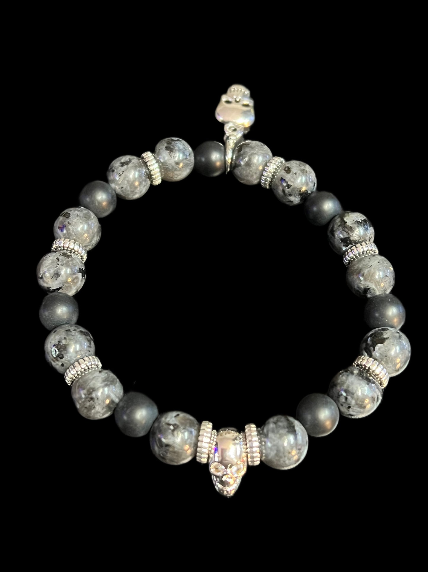 Men’s Black Moonstone & Black Matte Agate Bracelet