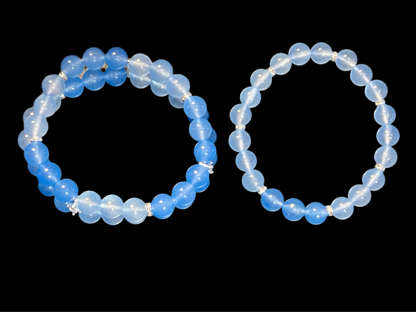 Blue quartz double bracelet set
