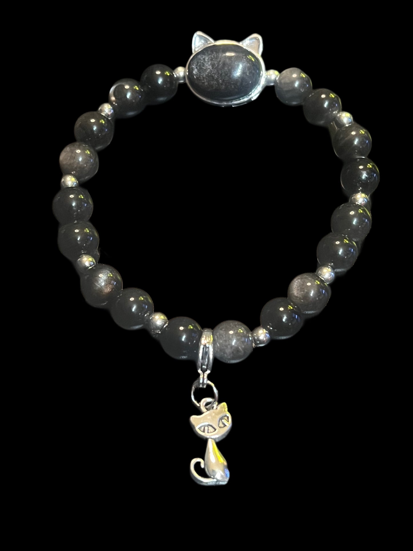 Halloween Golden obsidian cat bracelet