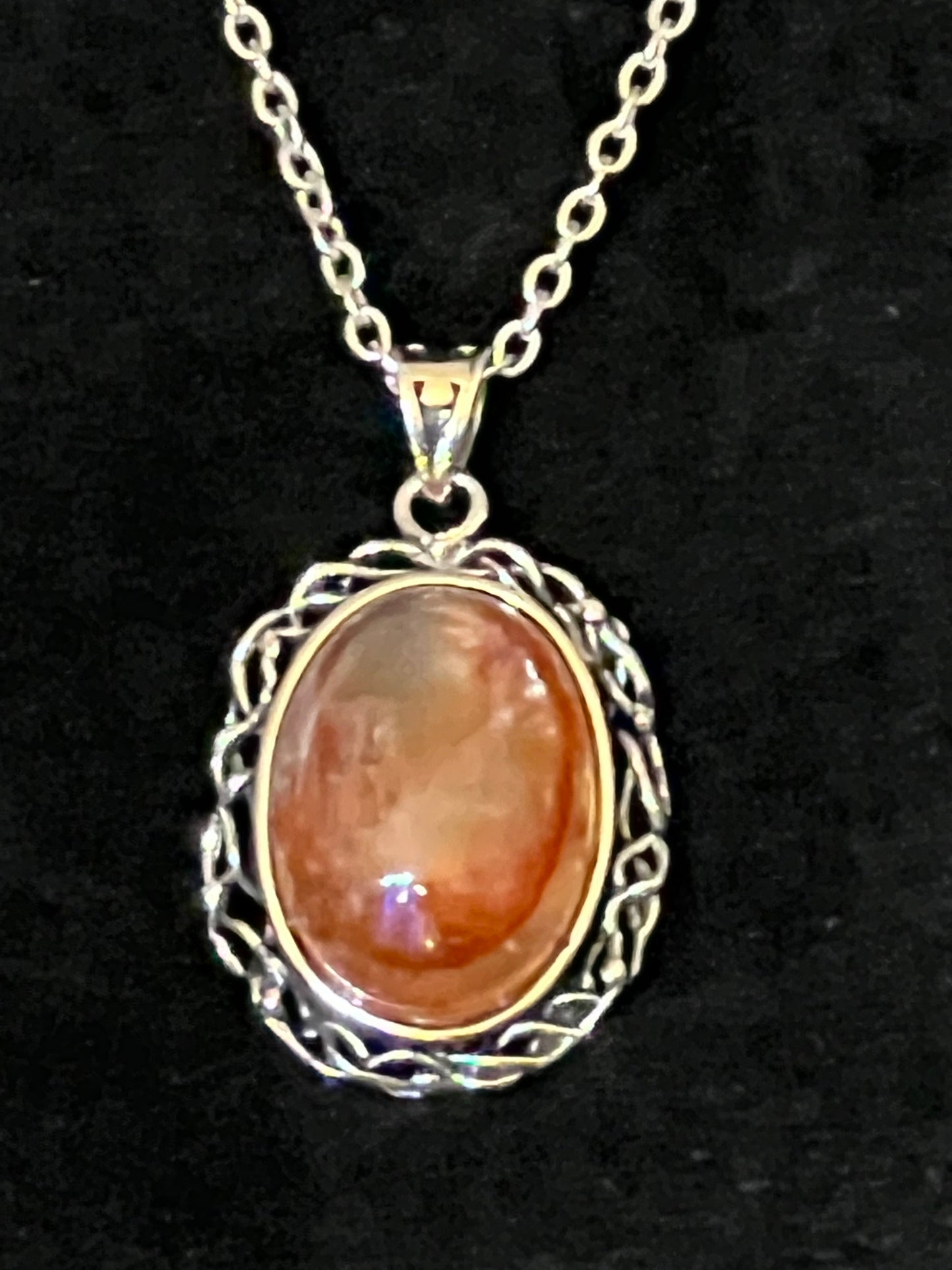 Fire Quartz Pendant Necklace