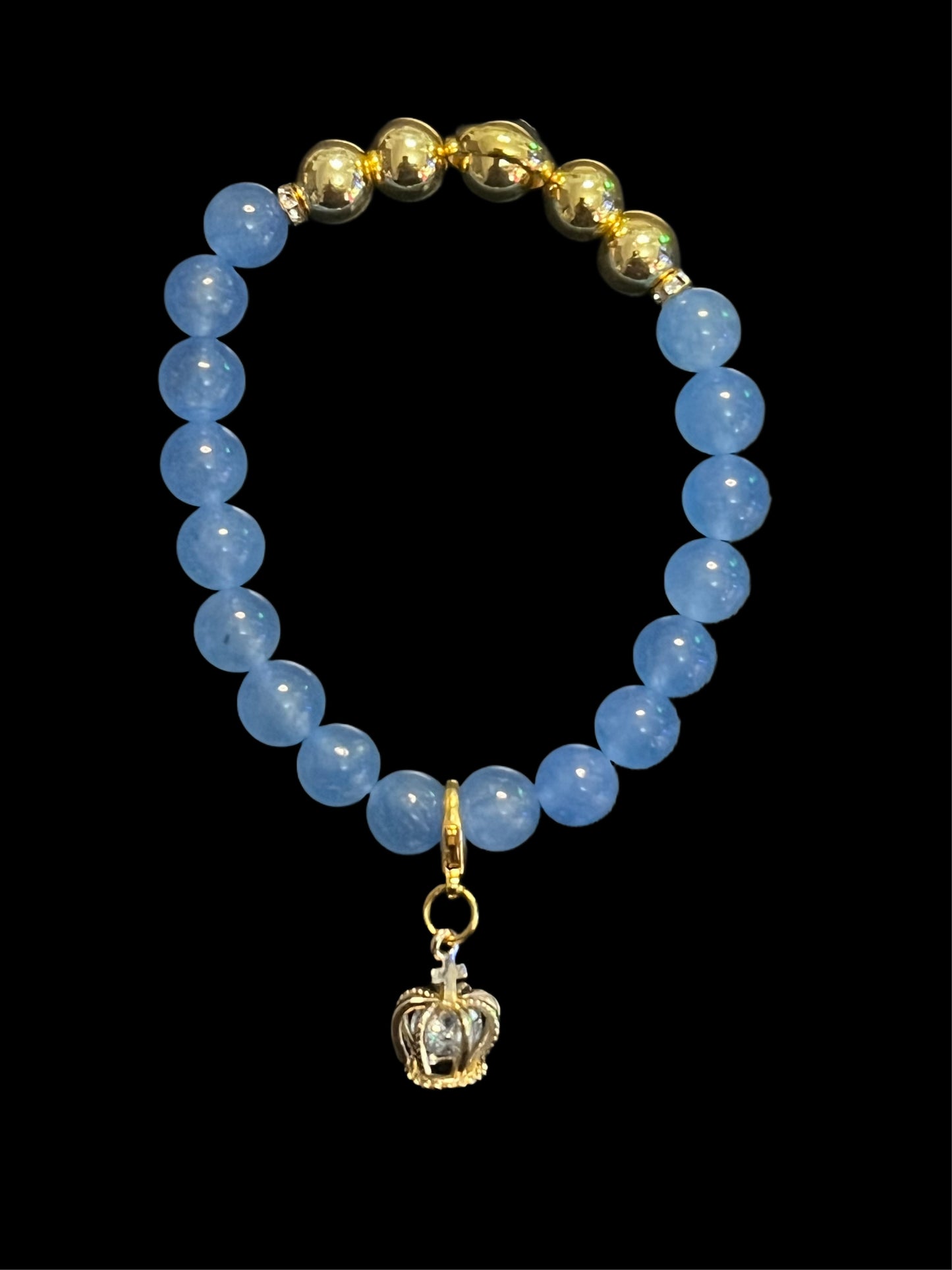 Blue quartz and gold hematite bracelet