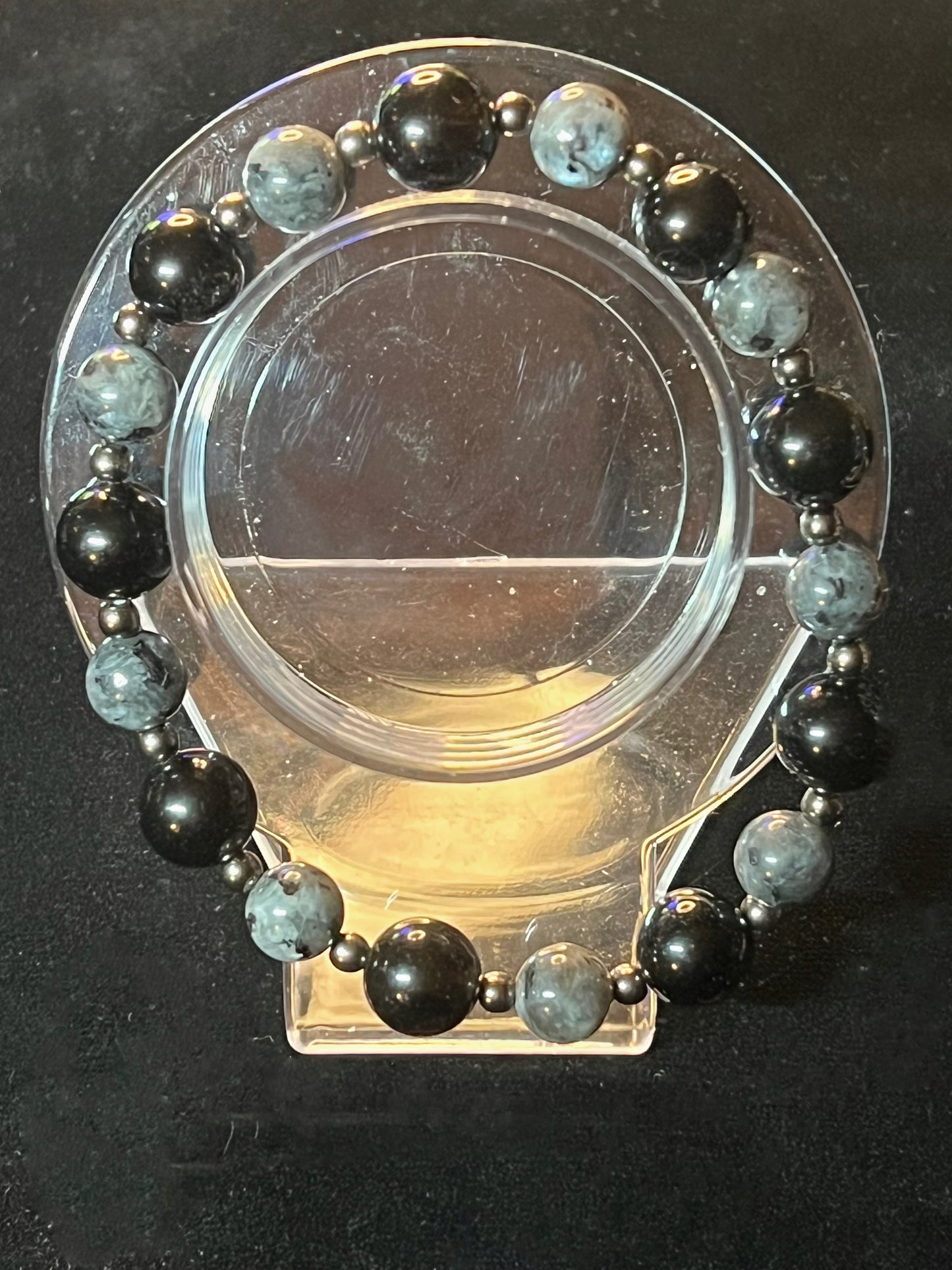 Men’s Black Labadorite & Obsidian bracelet