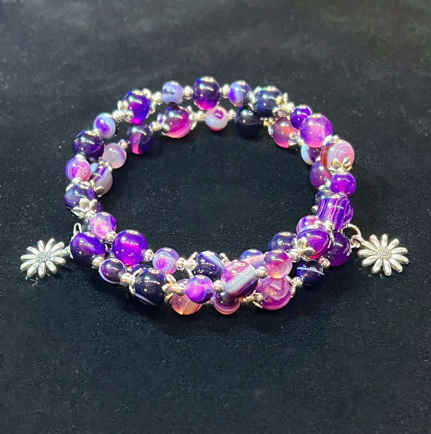 Purple Striped Agate double wrap bracelet
