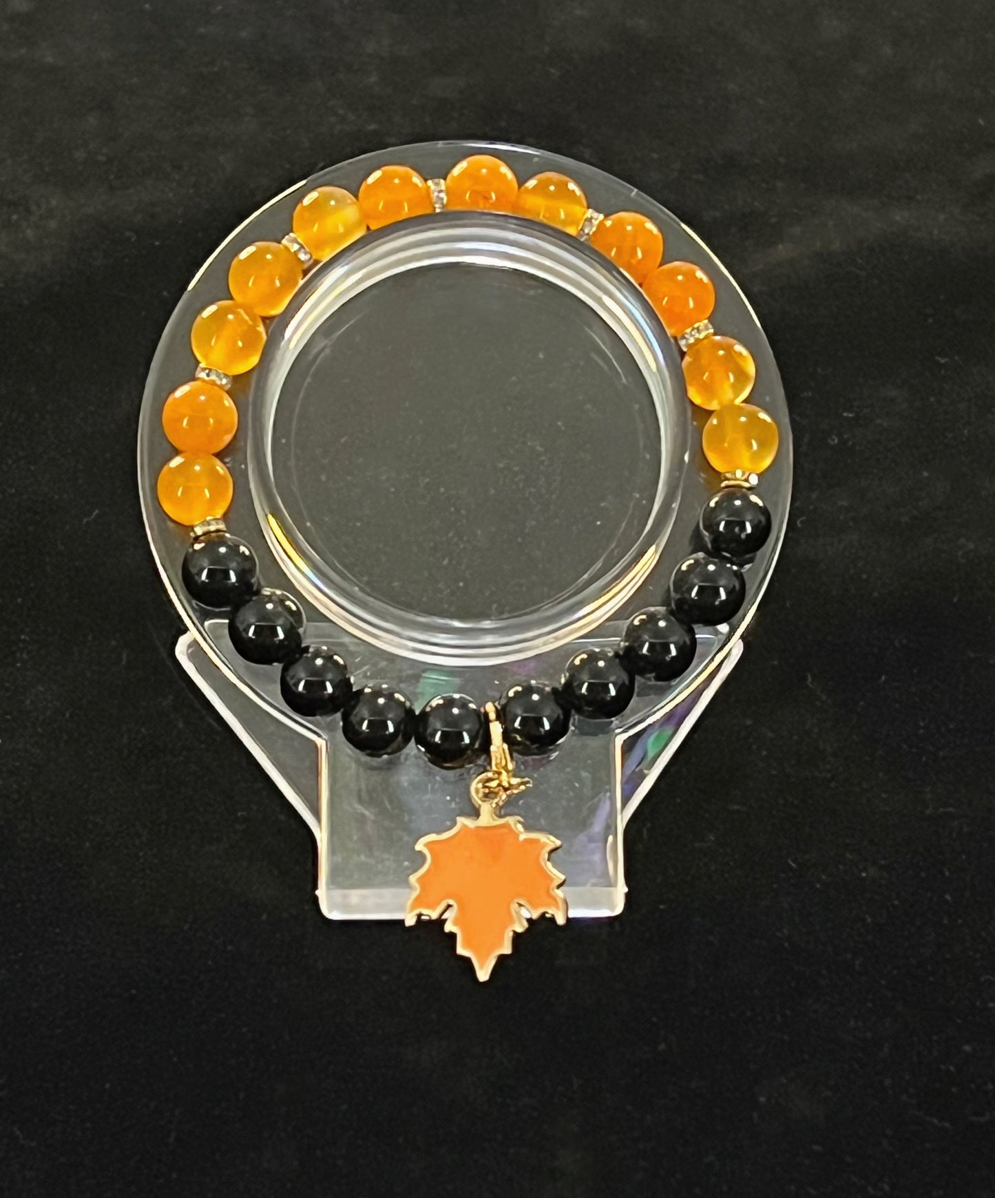 Black Obsidian & Orange Agate bracelet