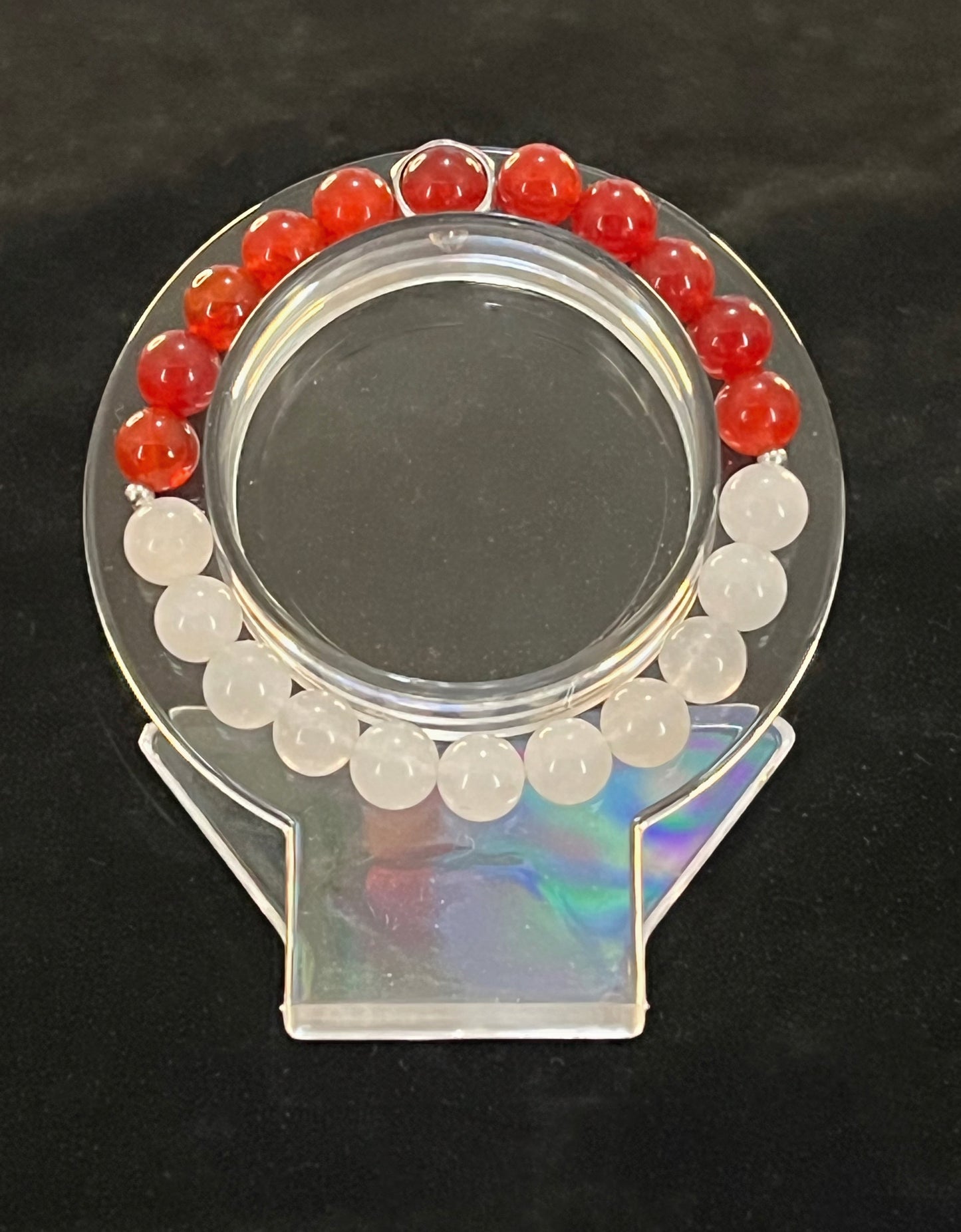 Red Agate & White Jade bracelet