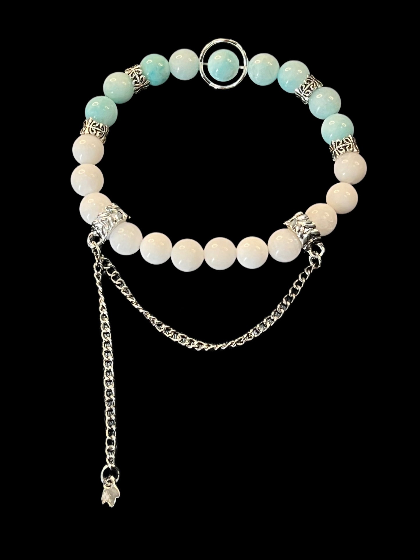 Porcelain and White Malaysian Jade Bracelet