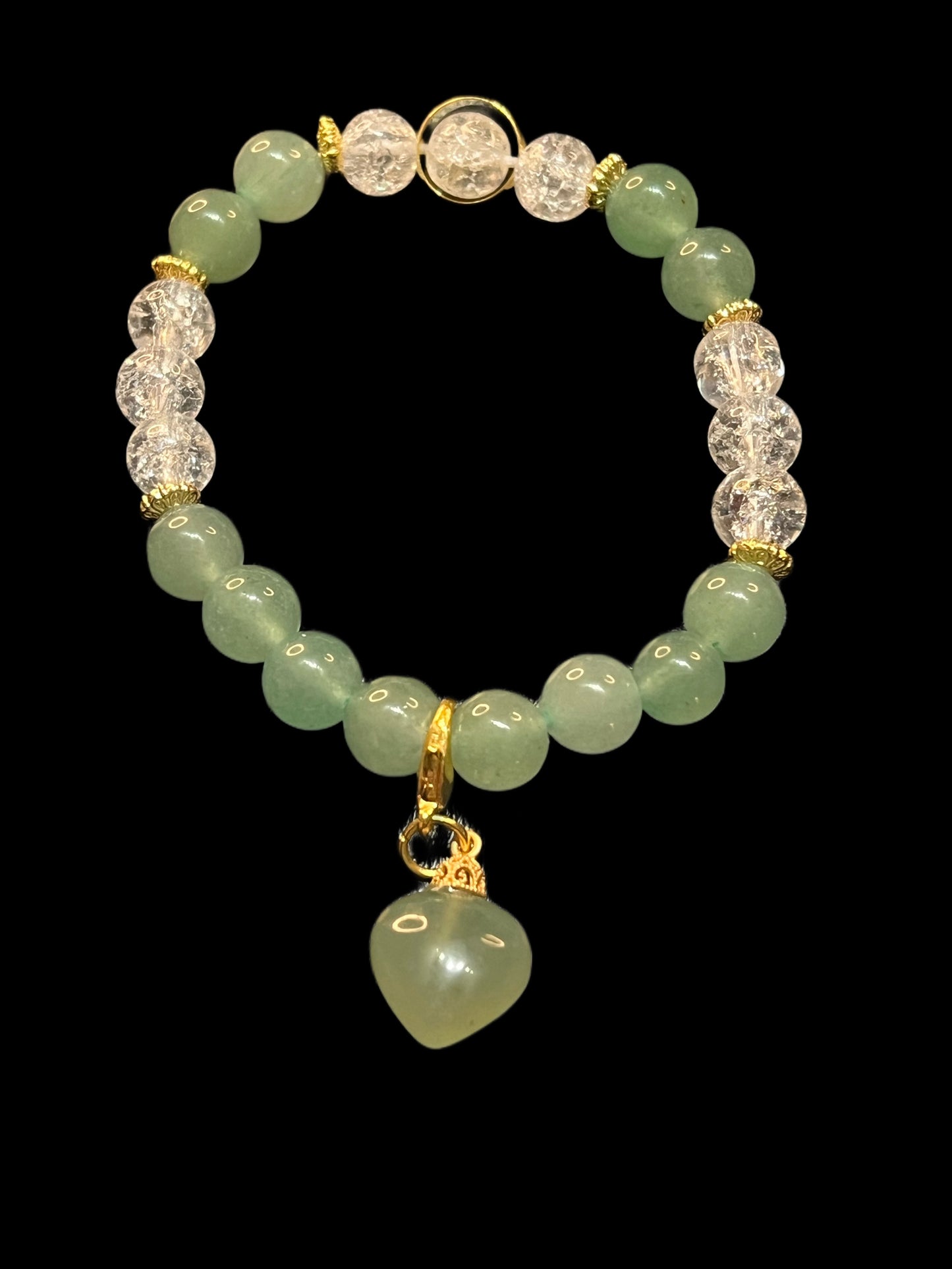 Green Aventurine and Crackle Quartz Bracelet