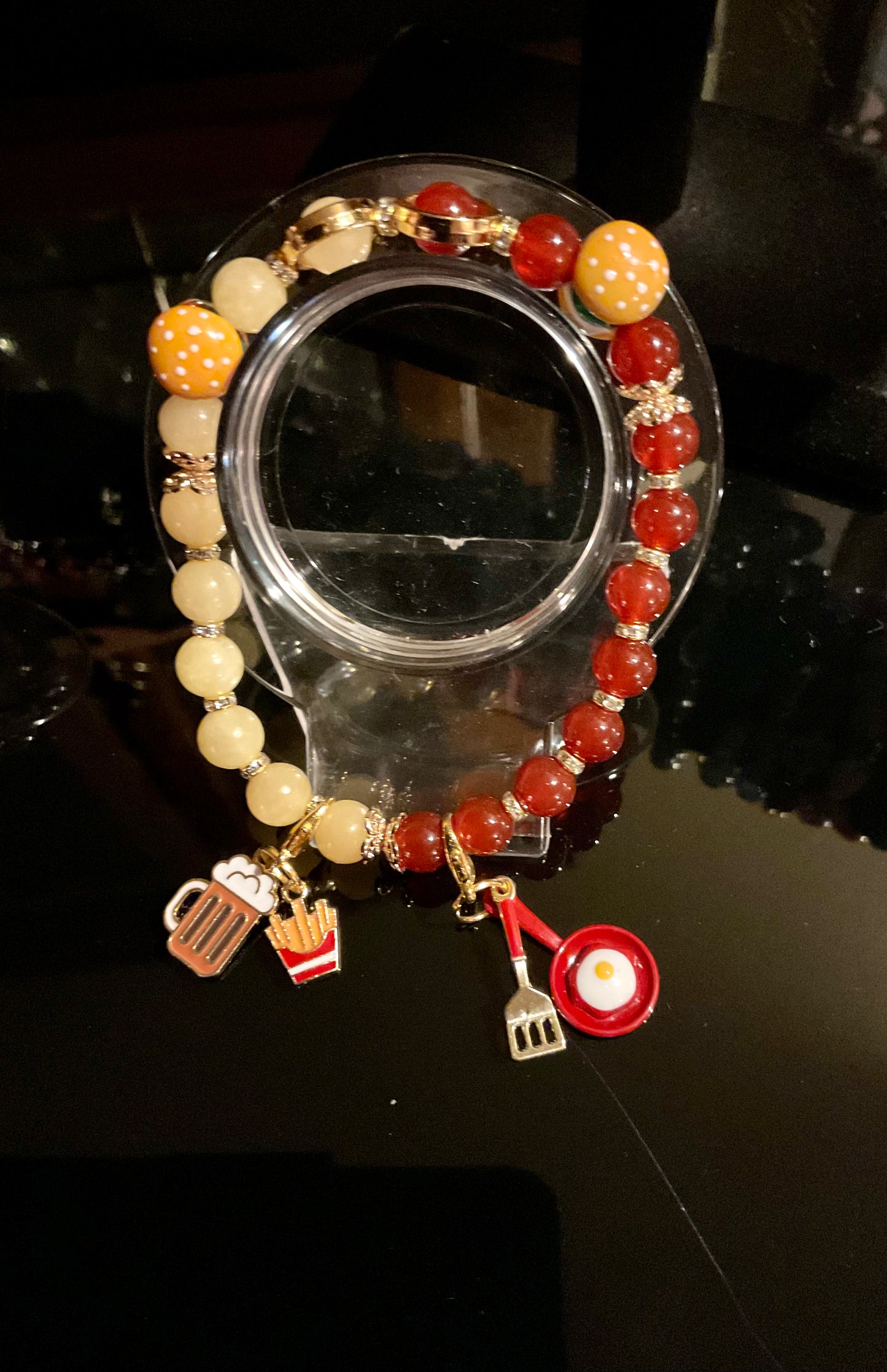Men’s yellow Jade & Carnelian Hamburger bracelet