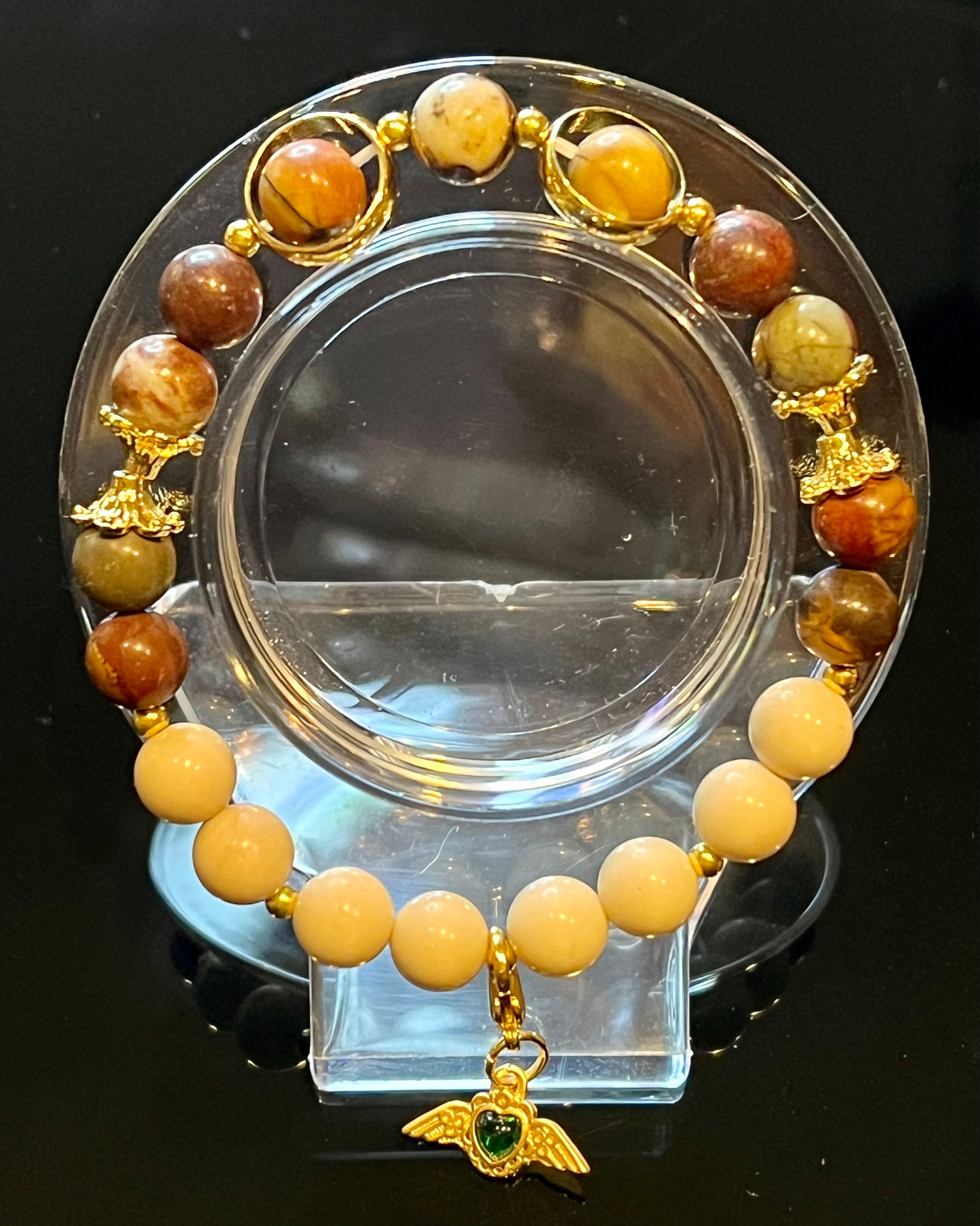 Picasso jasper & fossil bracelet