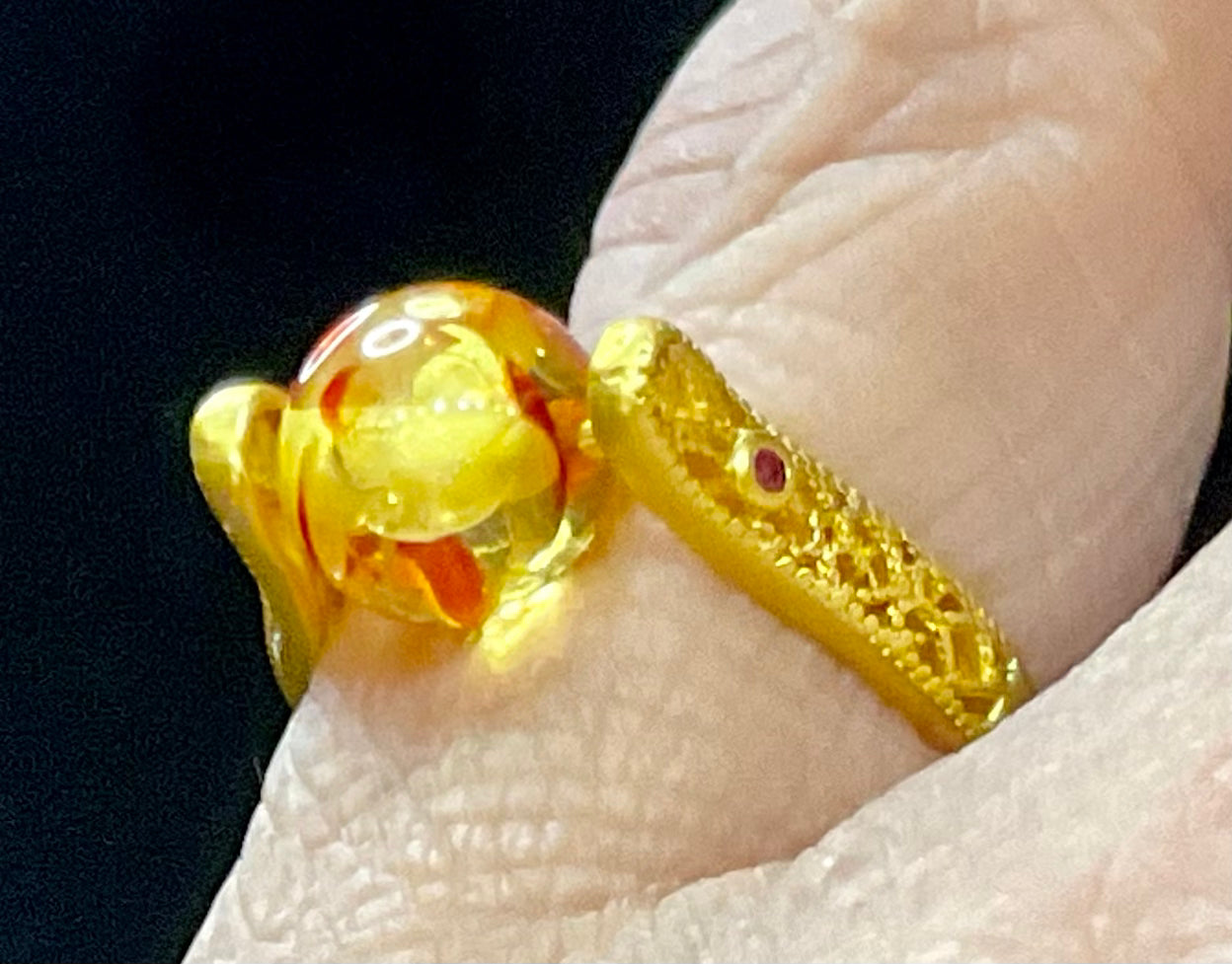 Yellow flower amber golden ring