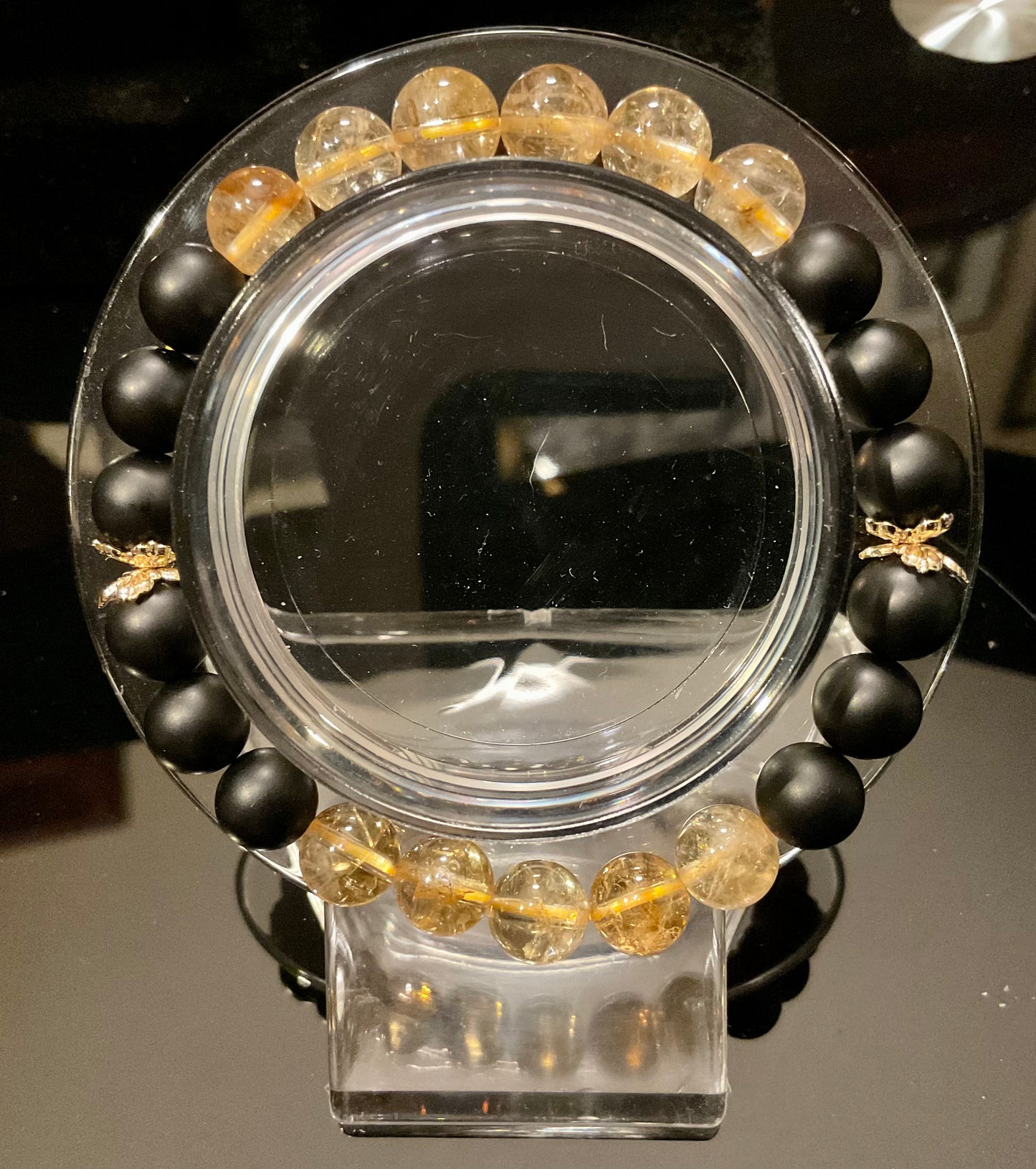Citrine & Black matte Agate bracelet