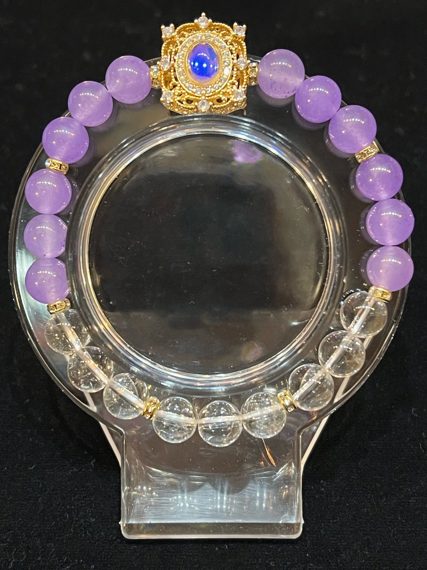 Lavender and clear quartz bracelet