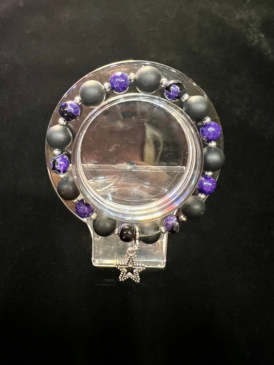 Purple Orca & Black Matte Agate bracelet