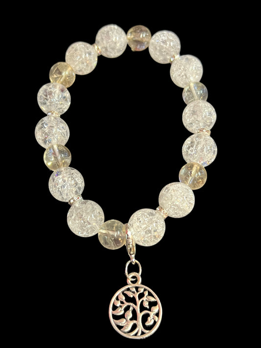 Lemon citrine and crackle quartz bracelet