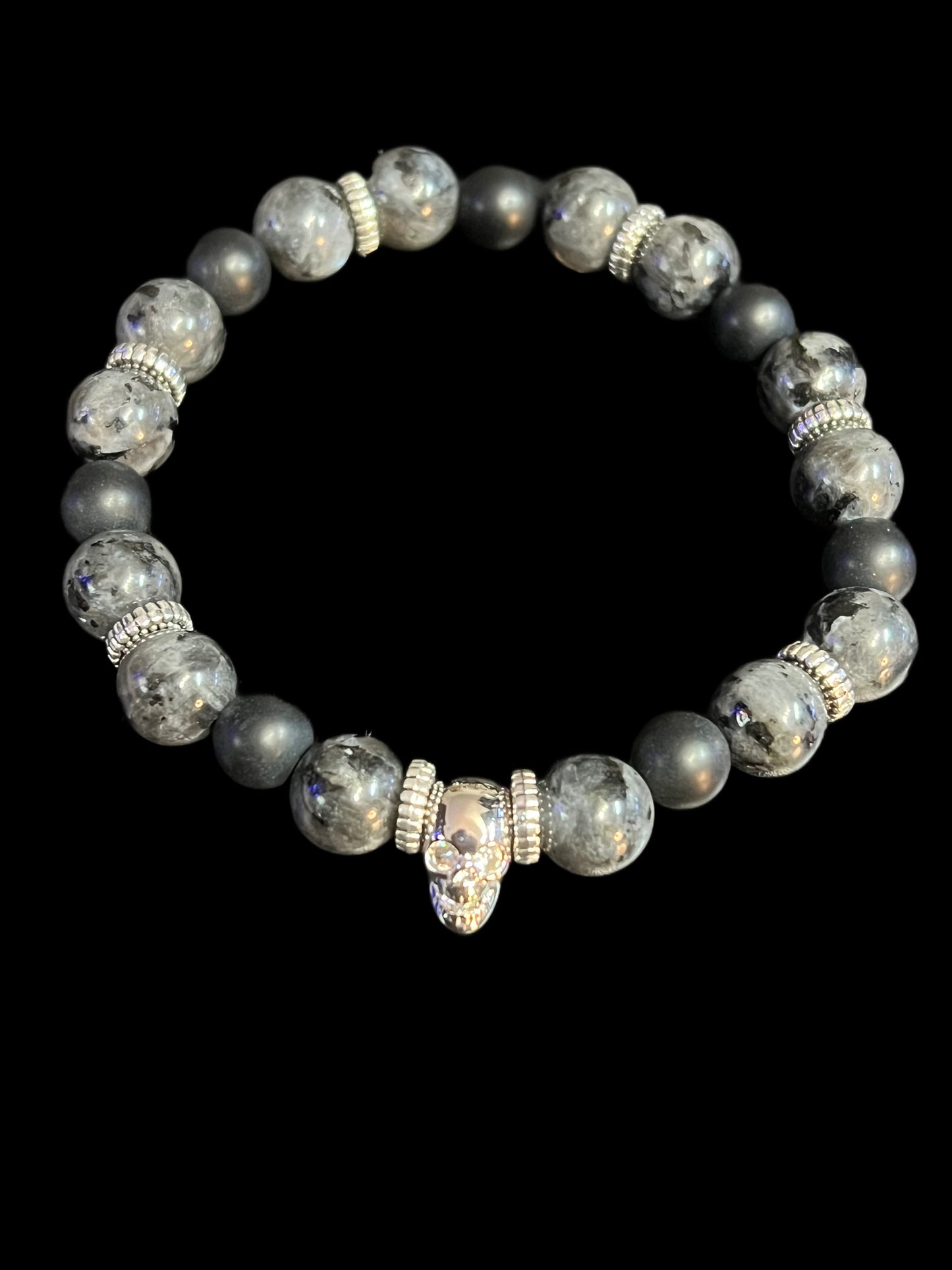Men’s Black Moonstone & Black Matte Agate Bracelet