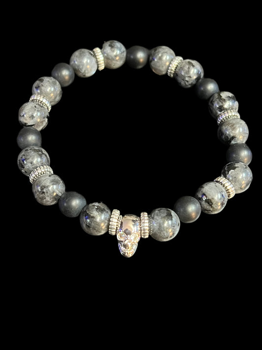 Men’s Black Moonstone & Black Matte Agate Bracelet