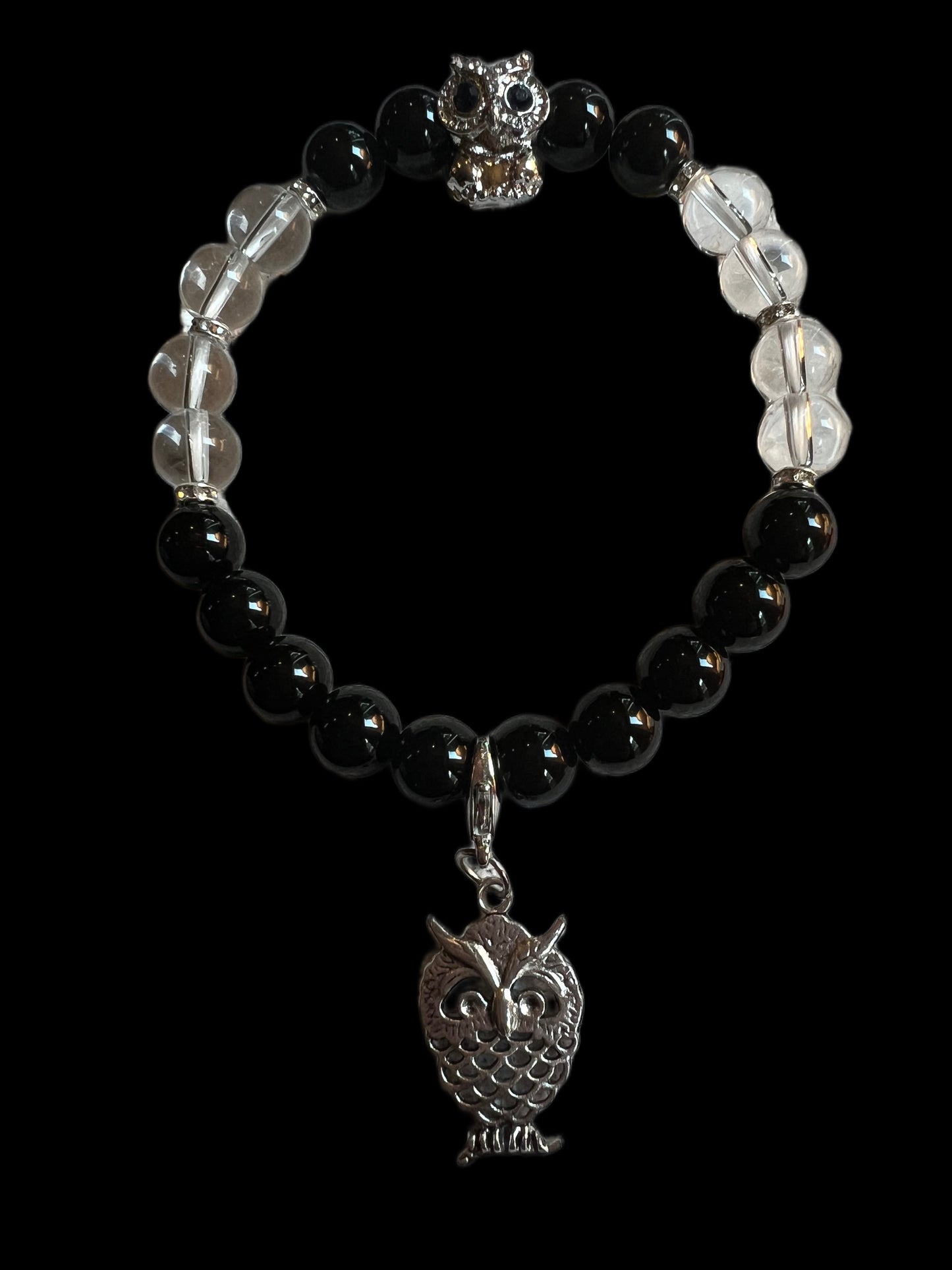 Black Onyx & Clear Quartz bracelet