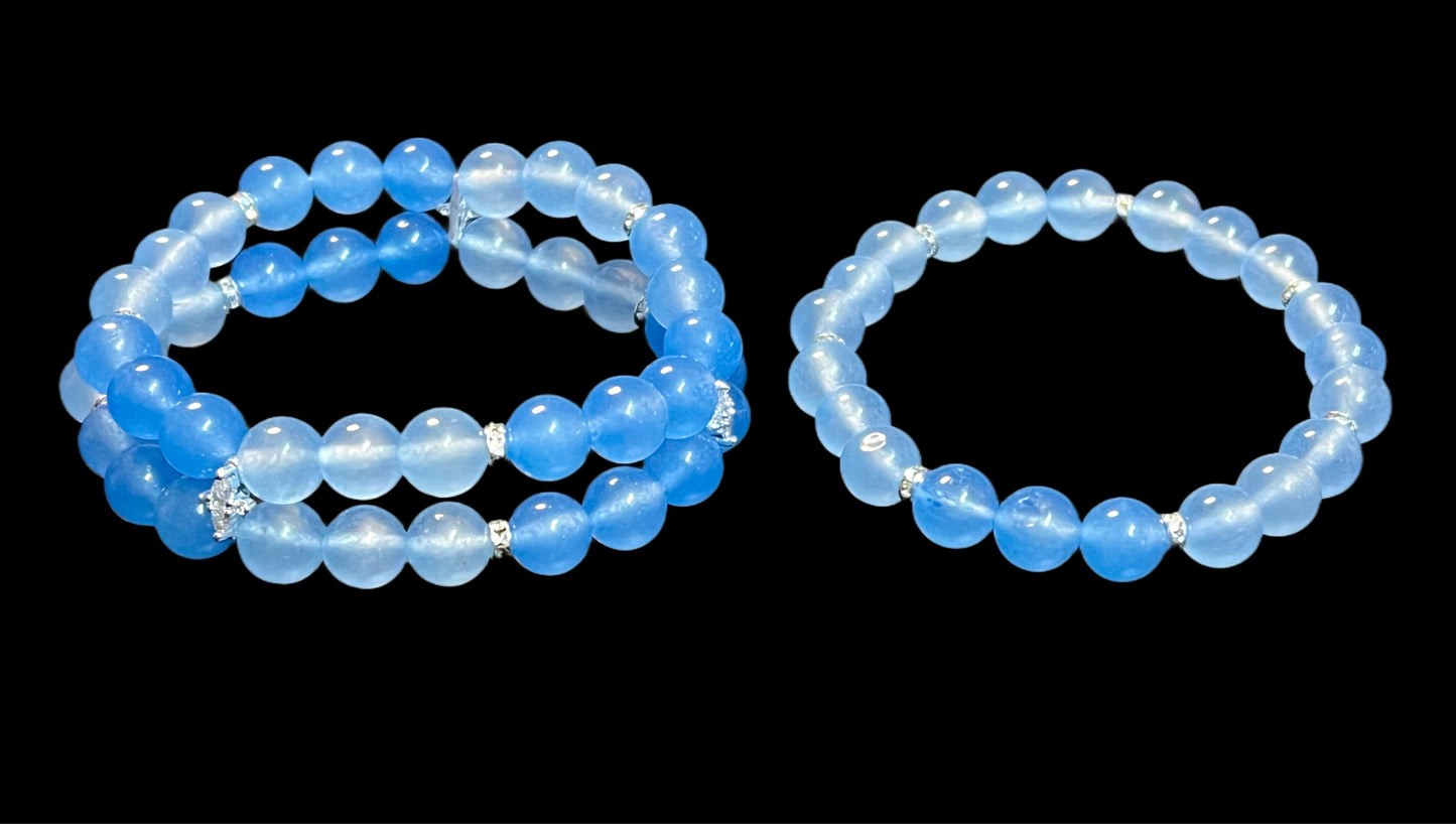 Blue quartz double bracelet set