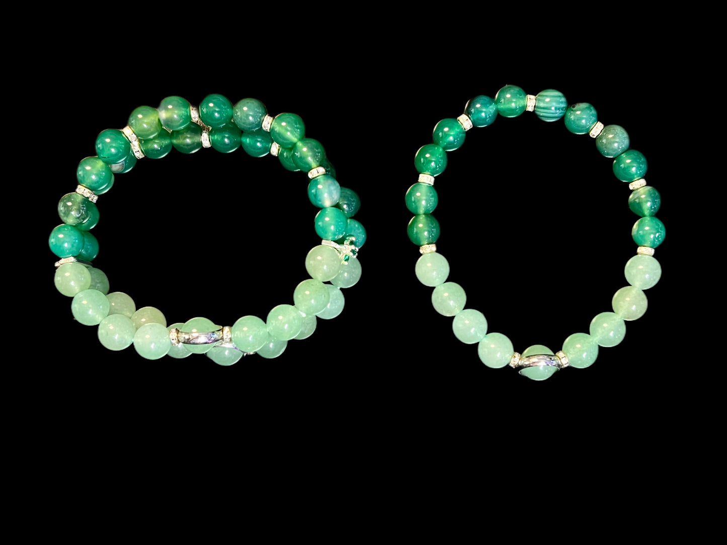 Green Aventurine & Green Quartz bracelet set