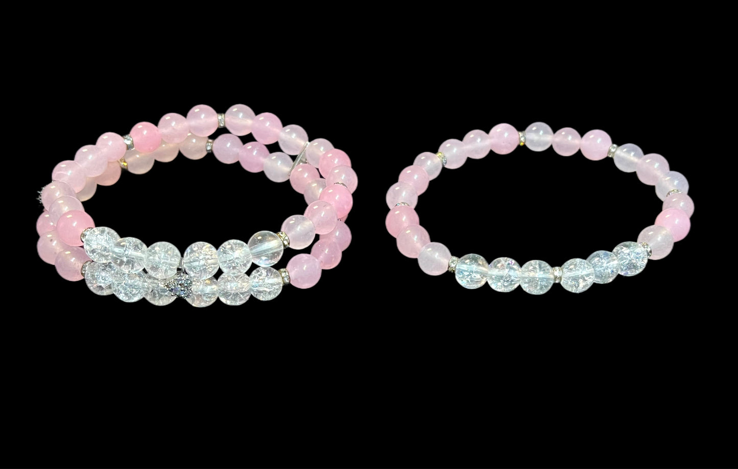 Rose & Crackle Quartz bracelet set