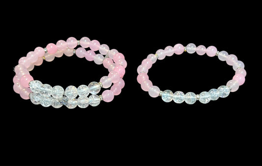 Rose & Crackle Quartz bracelet set