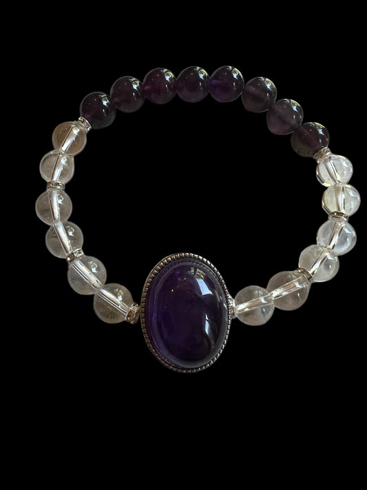 Amethyst & clear quartz bracelet