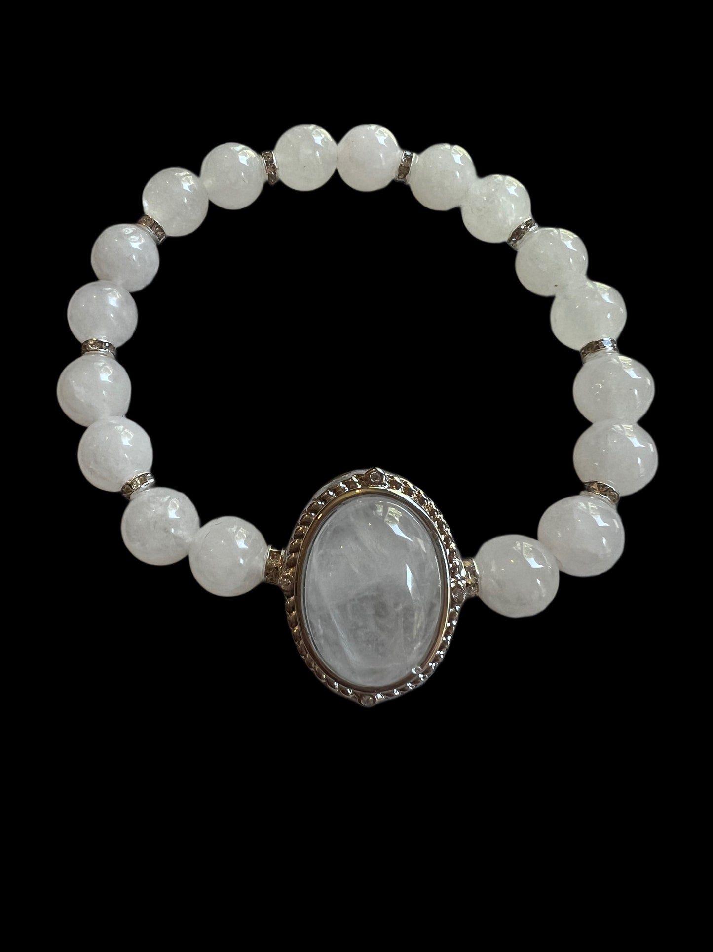 White jade & clear quartz bracelet