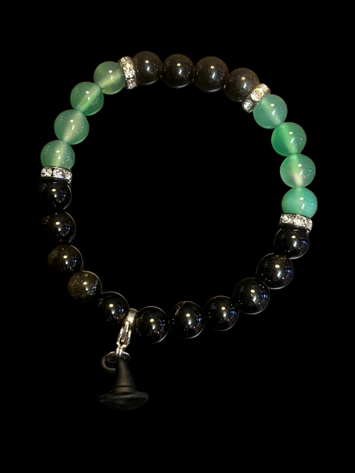 Halloween green quartz & golden obsidian bracelet
