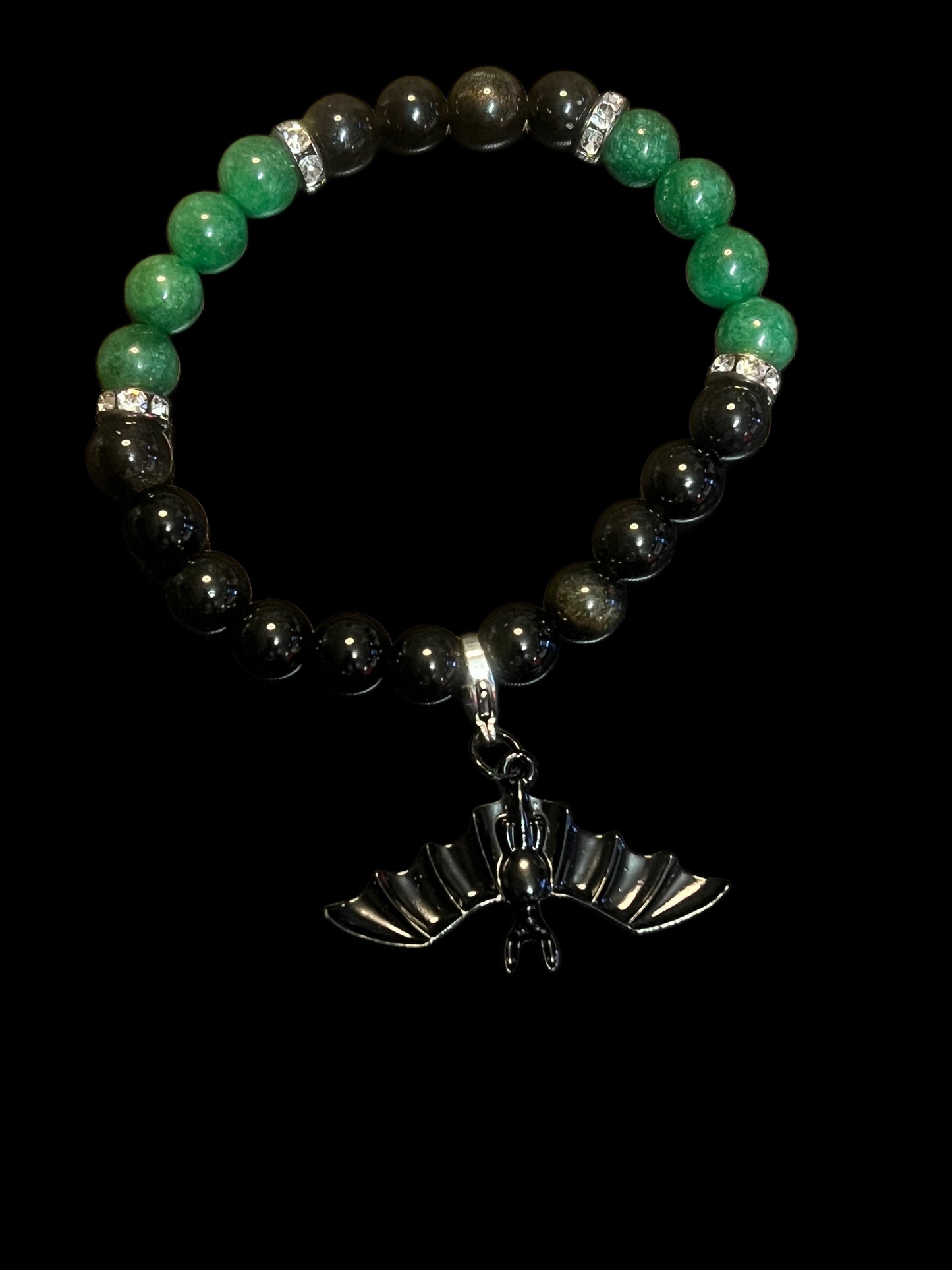 Halloween Malaysian jade & golden obsidian bracelet