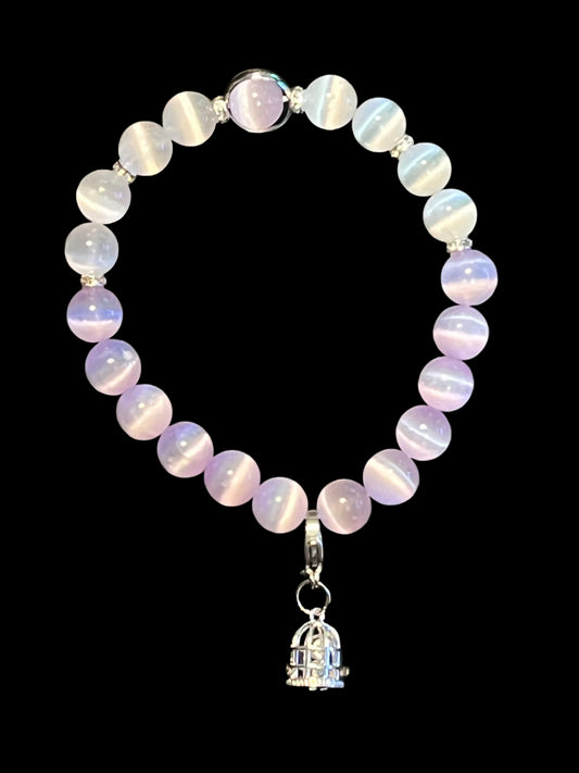 Pink & White Selenite bracelet