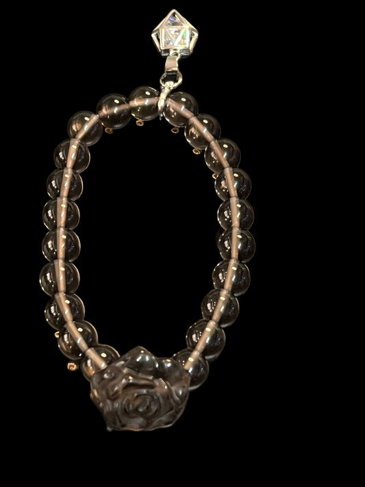 Smoky quartz rose with smoky quartz beads