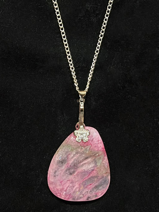 Pink Crackle Quartz Pendant