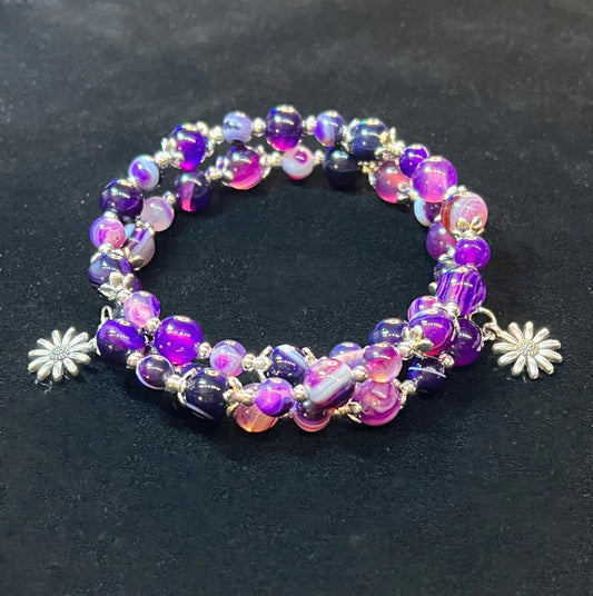 Purple Striped Agate double wrap bracelet