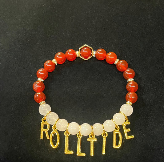 Carnelian & White Jade bracelet