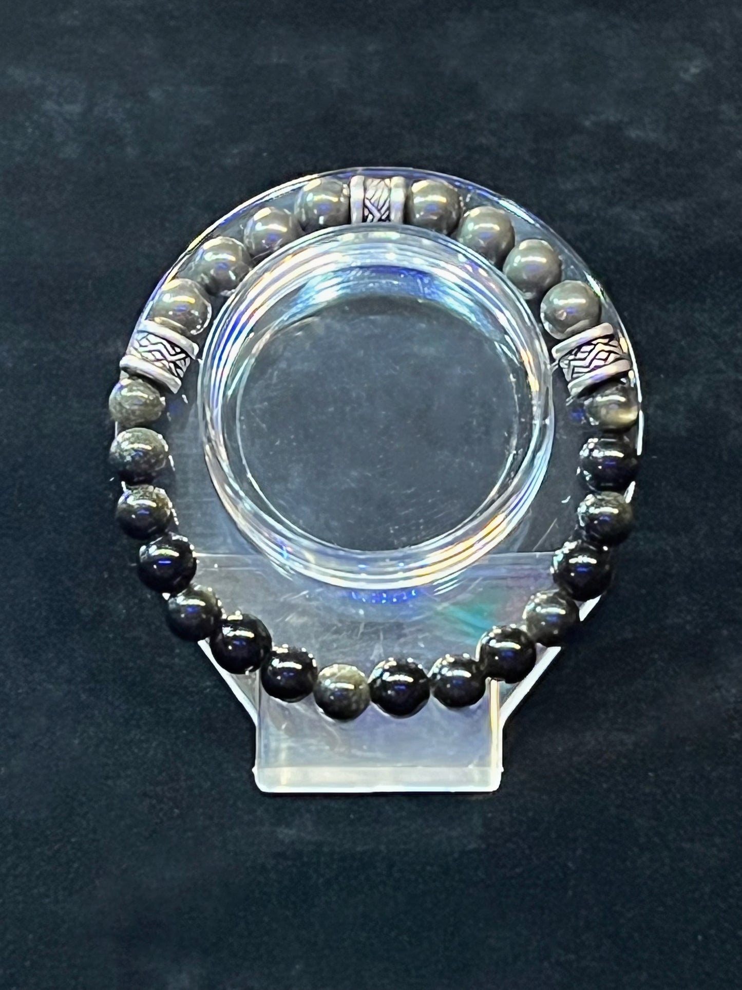 Men’s Pyrite & Gold Obsidian bracelet