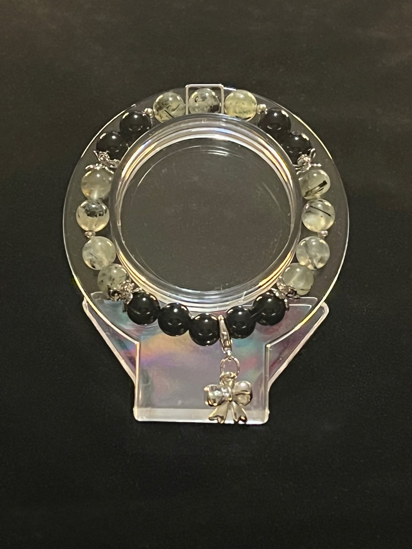 Black Rutilated quartz & Black Onyx bracelet