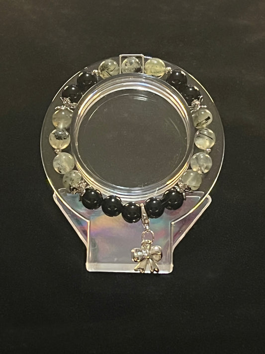 Black Rutilated quartz & Black Onyx bracelet