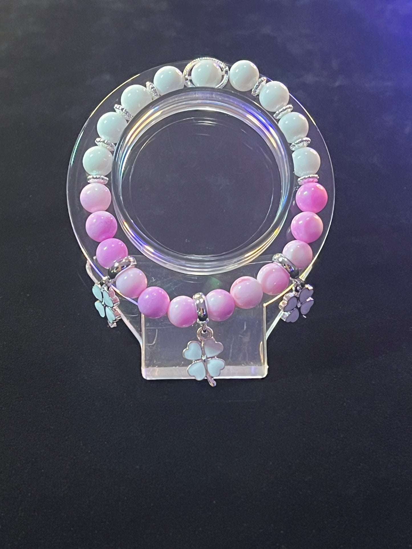 Pink & White Jade bracelet