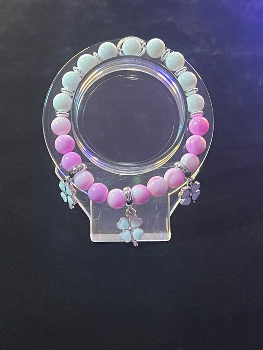 Pink & White Jade bracelet