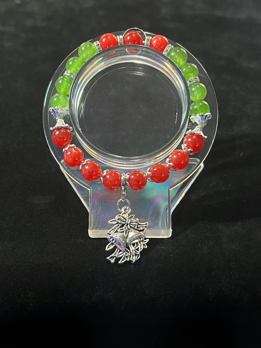 Christmas Red Agate & Green Quartz bracelet