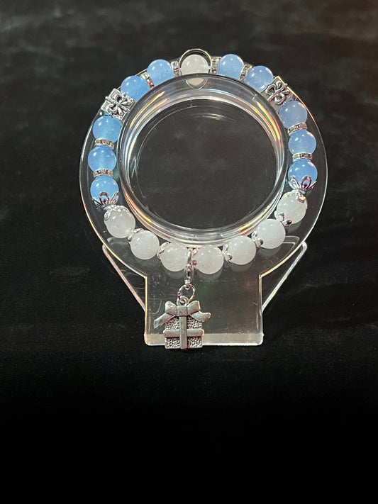 White Jade & Blue Calcite bracelet