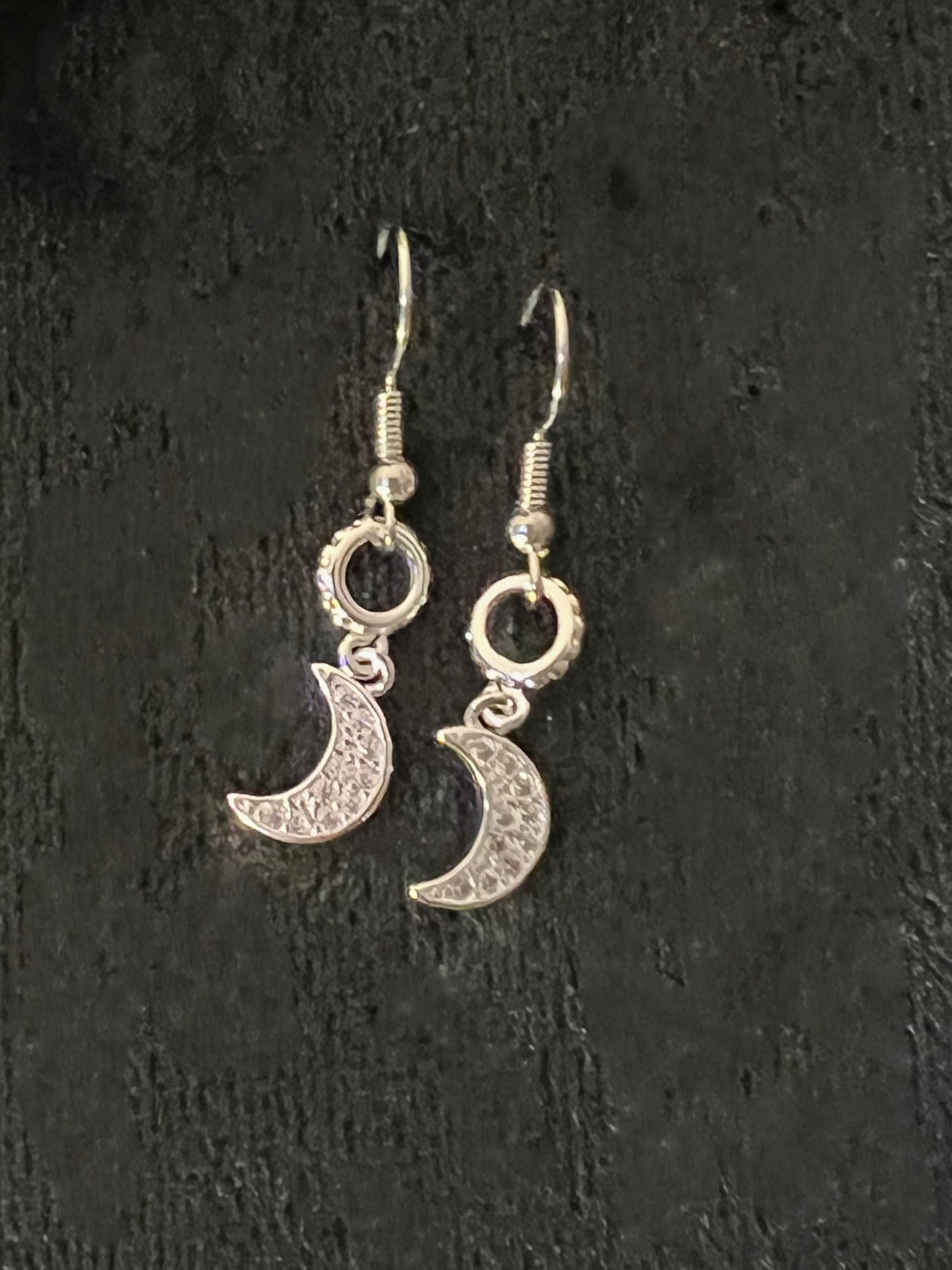 Clear Quartz Moon Earrings