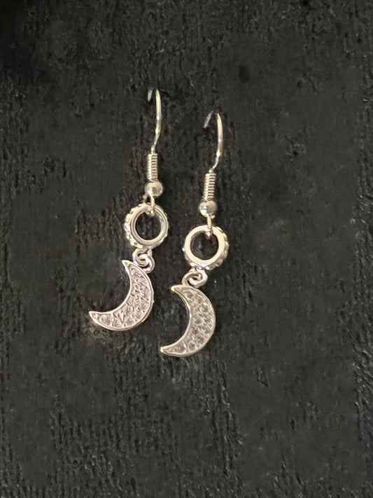 Clear Quartz Moon Earrings