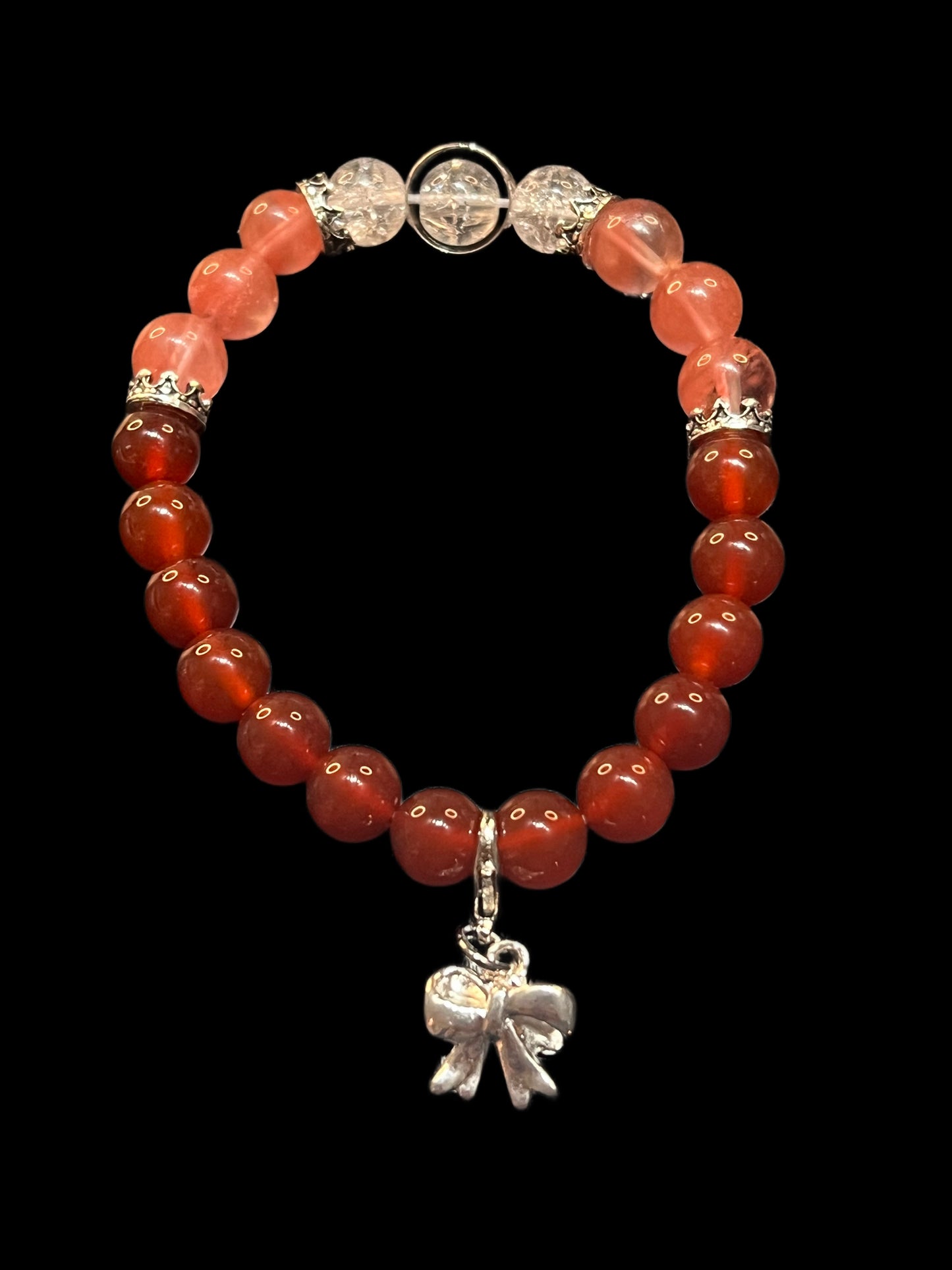 Red Agate, Cherry Quartz and Crackle Quartz Bracelet