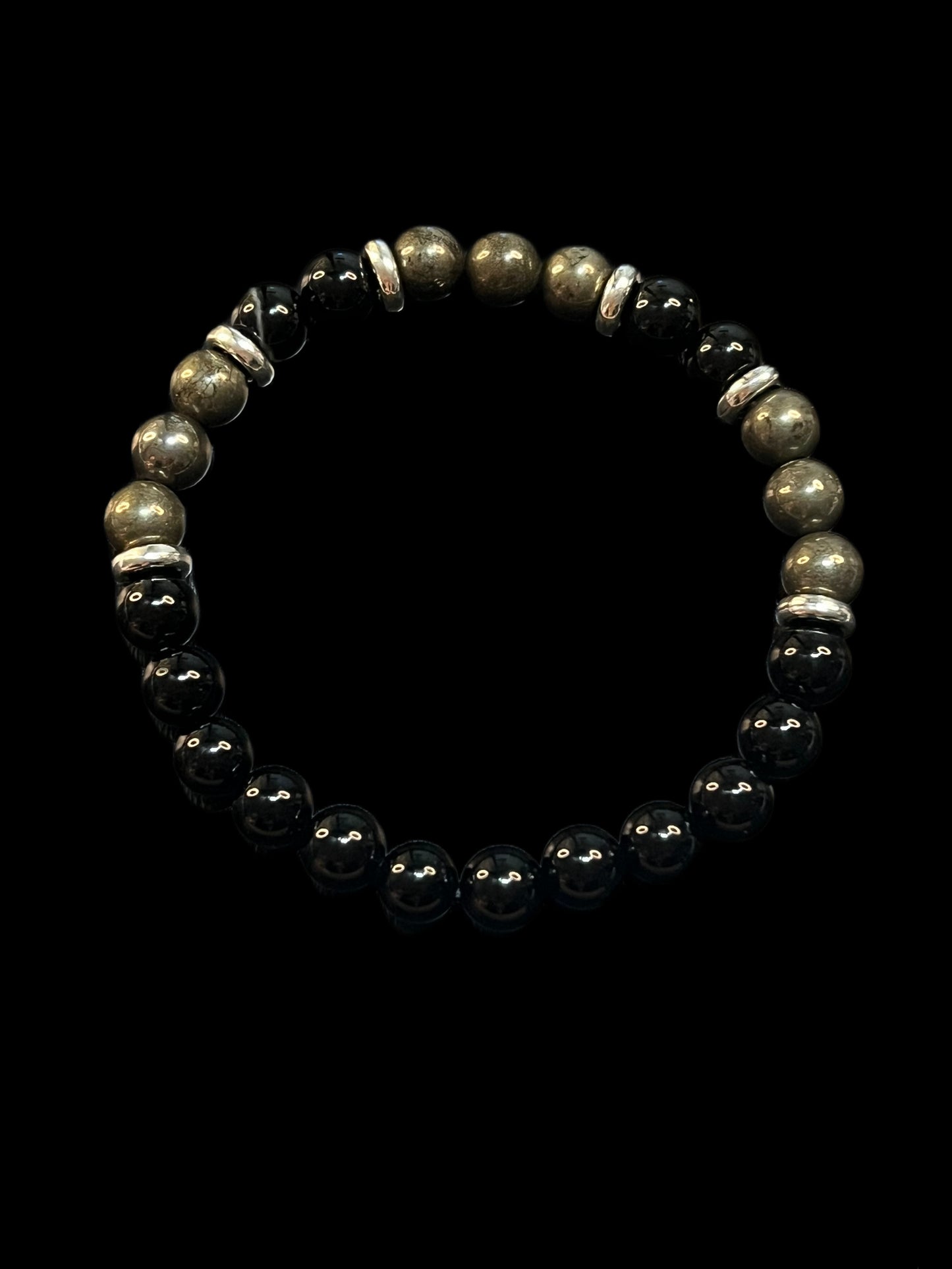 Pyrite and Black Onyx Men’s Bracelet