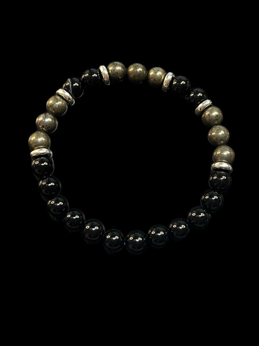 Pyrite and Black Onyx Men’s Bracelet