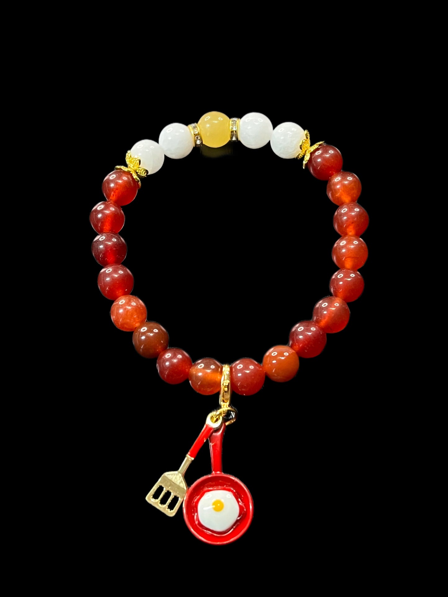 Red Agate White Jasper and Yellow Jade Bracelet