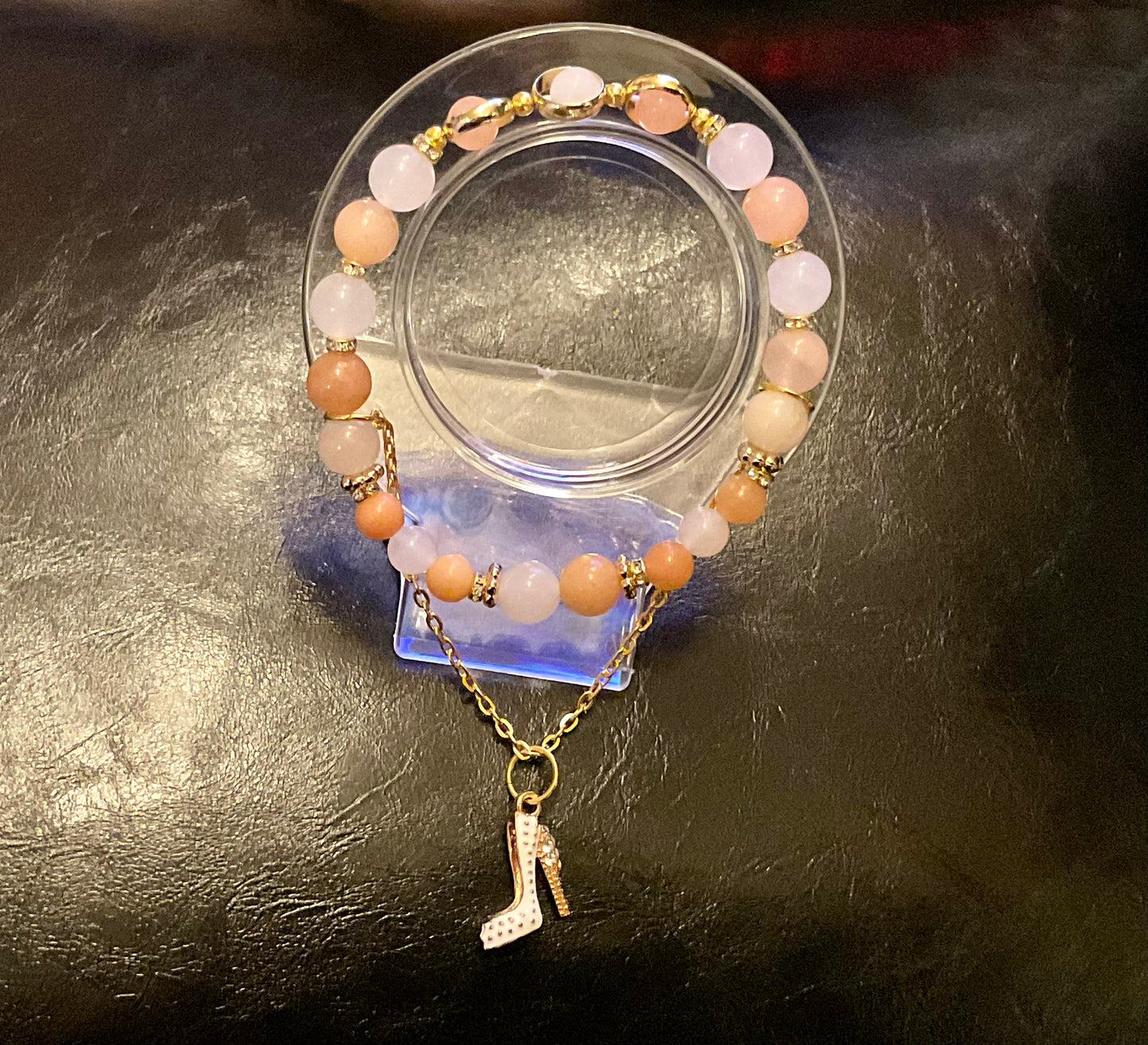Orange Aventurine & White Jade bracelet
